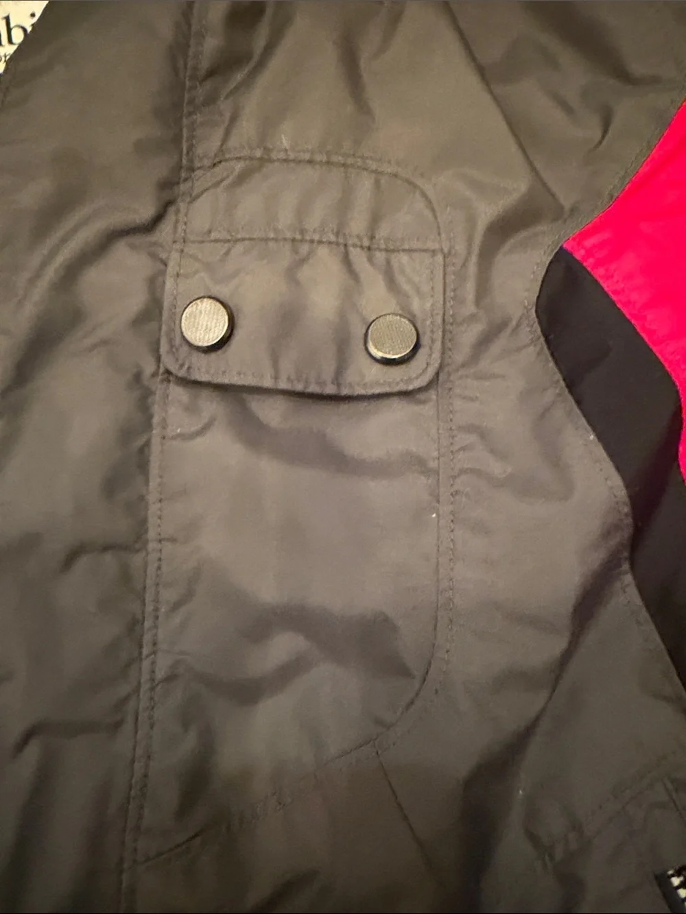 Columbia Kids Gray and Red Hooded Rain Jacket